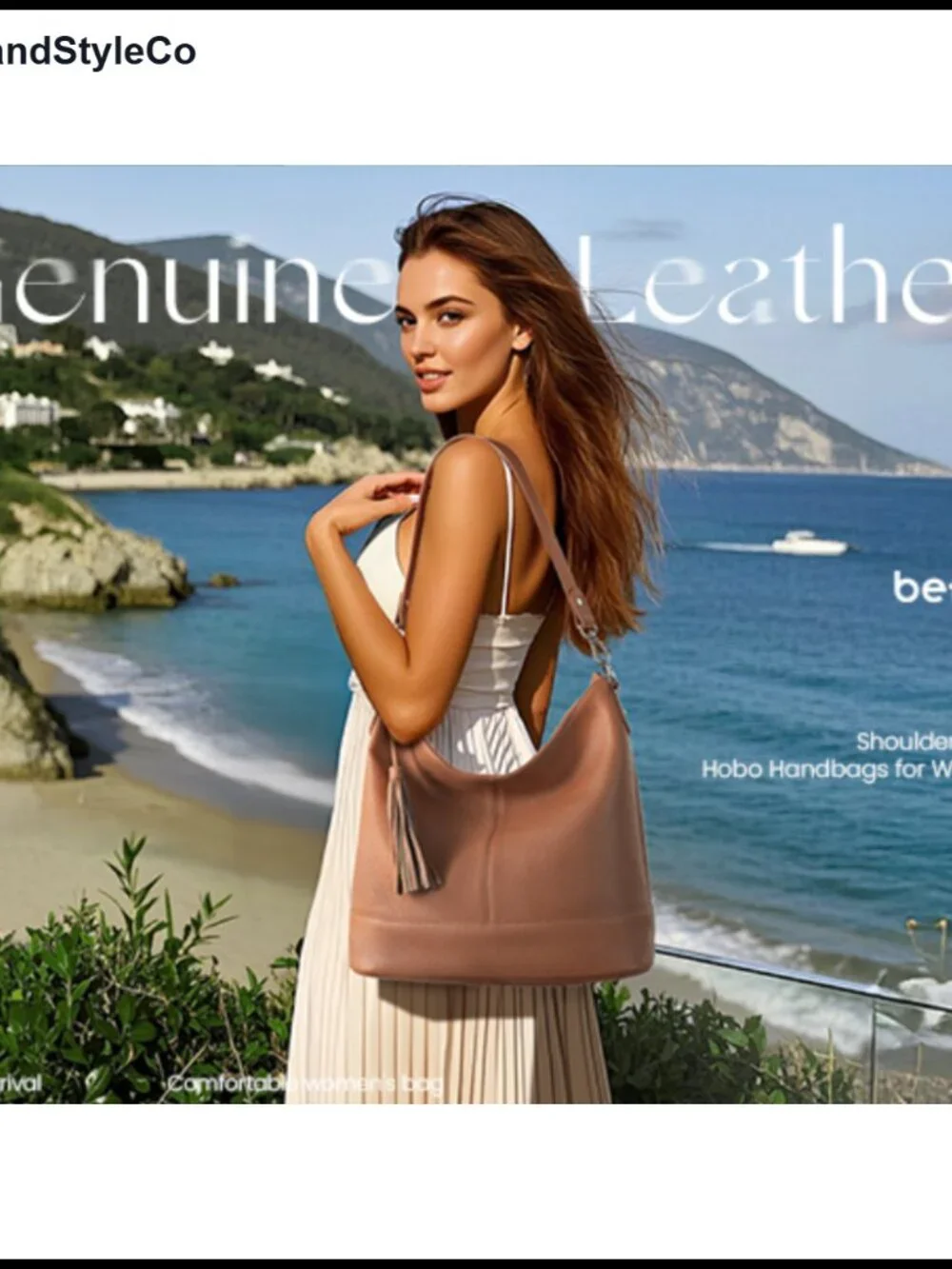 Genuine Leather Hobo Crossbody Bag for Women, Soft Real Leather Shoulder